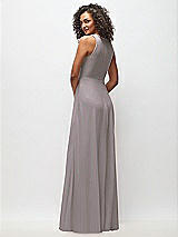 Rear View Thumbnail - Cashmere Gray Deep V-Neck Chiffon Maxi Dress