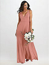 Alt View 1 Thumbnail - Desert Rose Deep V-Neck Chiffon Maxi Dress
