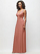Side View Thumbnail - Desert Rose Deep V-Neck Chiffon Maxi Dress