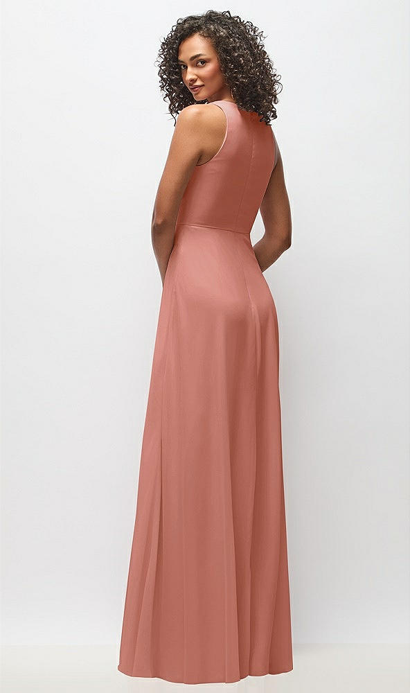 Back View - Desert Rose Deep V-Neck Chiffon Maxi Dress
