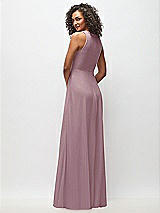 Rear View Thumbnail - Dusty Rose Deep V-Neck Chiffon Maxi Dress