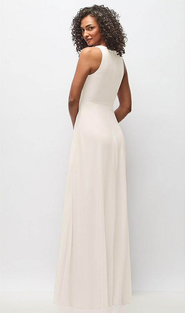Back View - Ivory Deep V-Neck Chiffon Maxi Dress