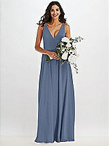 Alt View 2 Thumbnail - Larkspur Blue Deep V-Neck Chiffon Maxi Dress