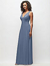 Side View Thumbnail - Larkspur Blue Deep V-Neck Chiffon Maxi Dress