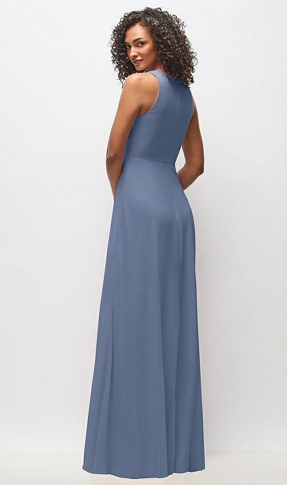 Back View - Larkspur Blue Deep V-Neck Chiffon Maxi Dress