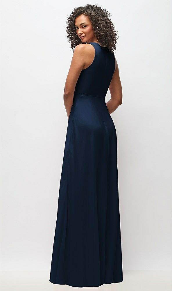 Back View - Midnight Navy Deep V-Neck Chiffon Maxi Dress