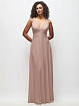 Front View Thumbnail - Neu Nude Deep V-Neck Chiffon Maxi Dress