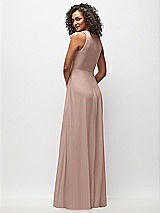 Rear View Thumbnail - Neu Nude Deep V-Neck Chiffon Maxi Dress