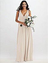 Alt View 2 Thumbnail - Oat Deep V-Neck Chiffon Maxi Dress