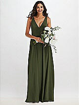 Alt View 2 Thumbnail - Olive Green Deep V-Neck Chiffon Maxi Dress