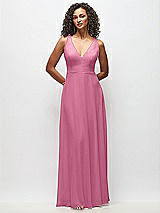 Front View Thumbnail - Orchid Pink Deep V-Neck Chiffon Maxi Dress