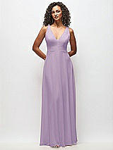 Front View Thumbnail - Pale Purple Deep V-Neck Chiffon Maxi Dress