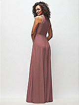 Rear View Thumbnail - Rosewood Deep V-Neck Chiffon Maxi Dress