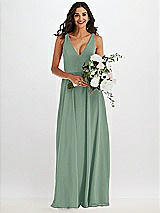 Alt View 2 Thumbnail - Seagrass Deep V-Neck Chiffon Maxi Dress