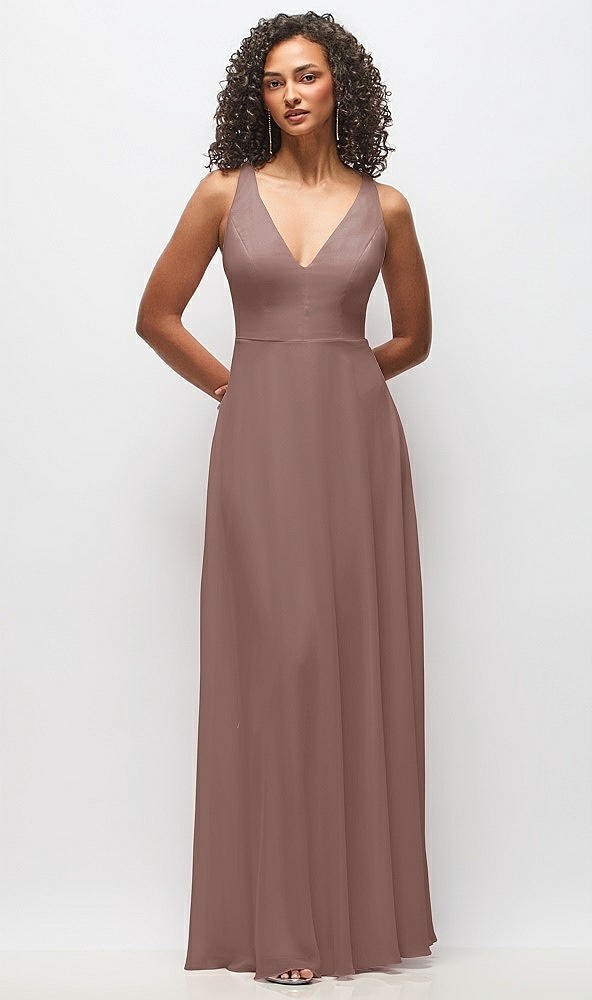 Front View - Sienna Deep V-Neck Chiffon Maxi Dress
