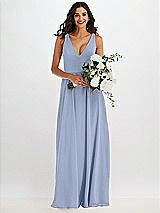 Alt View 2 Thumbnail - Sky Blue Deep V-Neck Chiffon Maxi Dress