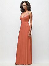 Side View Thumbnail - Terracotta Copper Deep V-Neck Chiffon Maxi Dress