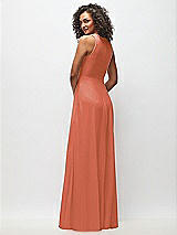 Rear View Thumbnail - Terracotta Copper Deep V-Neck Chiffon Maxi Dress