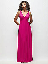Front View Thumbnail - Think Pink Deep V-Neck Chiffon Maxi Dress