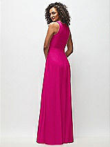 Rear View Thumbnail - Think Pink Deep V-Neck Chiffon Maxi Dress