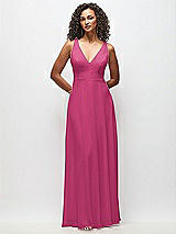 Front View Thumbnail - Tea Rose Deep V-Neck Chiffon Maxi Dress