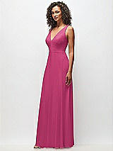 Side View Thumbnail - Tea Rose Deep V-Neck Chiffon Maxi Dress