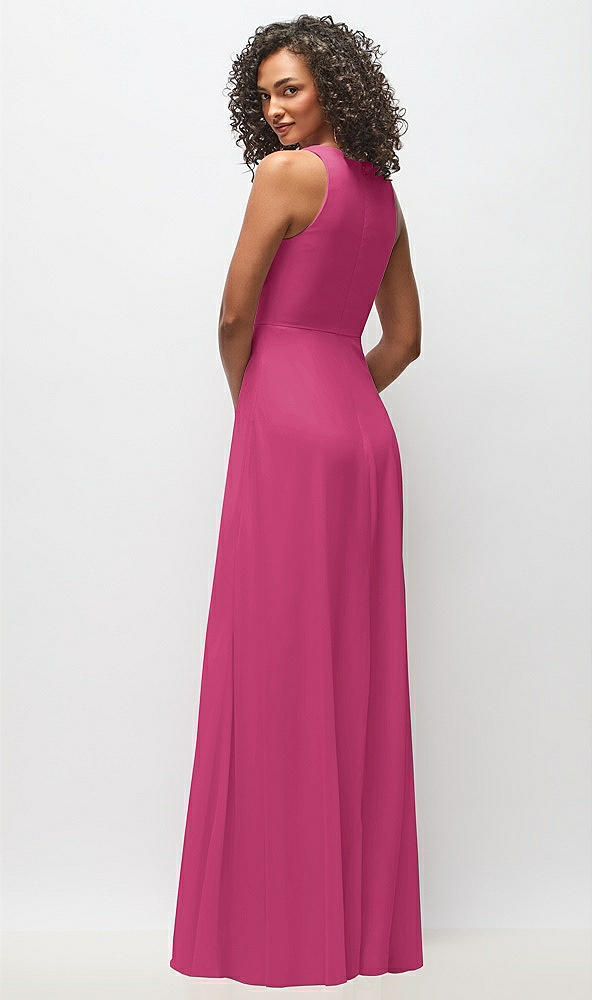 Back View - Tea Rose Deep V-Neck Chiffon Maxi Dress