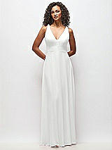 Front View Thumbnail - White Deep V-Neck Chiffon Maxi Dress