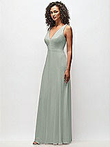 Side View Thumbnail - Willow Green Deep V-Neck Chiffon Maxi Dress