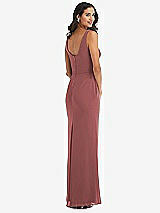 Rear View Thumbnail - English Rose Scoop Neck Open-Back Trumpet Gown