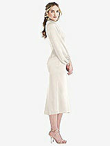 Side View Thumbnail - Ivory High Collar Puff Sleeve Midi Dress - Bronwyn