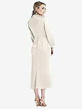 Rear View Thumbnail - Ivory High Collar Puff Sleeve Midi Dress - Bronwyn