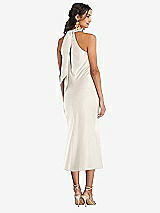 Rear View Thumbnail - Ivory Draped Twist Halter Tie-Back Midi Dress - Paloma