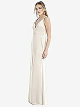 Side View Thumbnail - Ivory Twist Strap Maxi Slip Dress with Front Slit - Neve