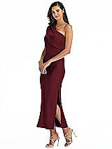 Alt View 2 Thumbnail - Cabernet Draped One-Shoulder Convertible Midi Slip Dress