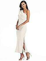 Alt View 2 Thumbnail - Ivory Draped One-Shoulder Convertible Midi Slip Dress