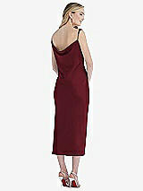 Rear View Thumbnail - Cabernet Asymmetrical One-Shoulder Cowl Midi Slip Dress