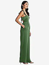 Side View Thumbnail - Vineyard Green Ruffled Sleeve Tie-Back Jumpsuit with Pockets