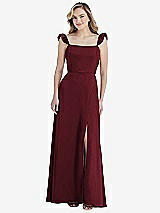 Front View Thumbnail - Cabernet Ruffled Sleeve Tie-Back Maxi Dress