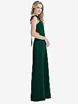 Side View Thumbnail - Hunter Green Ruffled Sleeve Tie-Back Maxi Dress