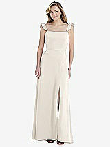 Front View Thumbnail - Ivory Ruffled Sleeve Tie-Back Maxi Dress