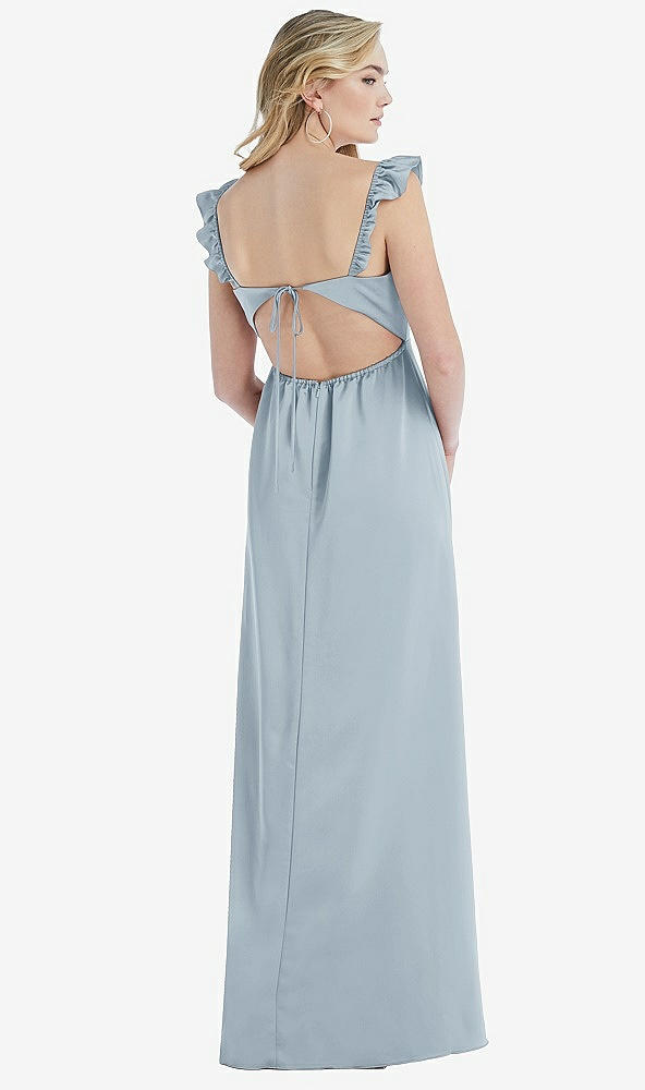 Back View - Mist Ruffled Sleeve Tie-Back Maxi Dress