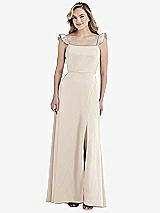 Front View Thumbnail - Oat Ruffled Sleeve Tie-Back Maxi Dress