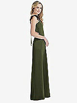 Side View Thumbnail - Olive Green Ruffled Sleeve Tie-Back Maxi Dress