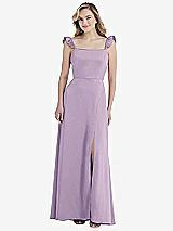 Front View Thumbnail - Pale Purple Ruffled Sleeve Tie-Back Maxi Dress
