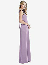 Side View Thumbnail - Pale Purple Ruffled Sleeve Tie-Back Maxi Dress