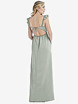 Rear View Thumbnail - Willow Green Ruffled Sleeve Tie-Back Maxi Dress