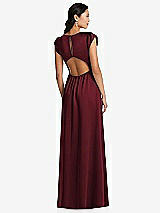 Rear View Thumbnail - Cabernet Shirred Cap Sleeve Maxi Dress with Keyhole Cutout Back