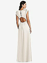 Rear View Thumbnail - Ivory Shirred Cap Sleeve Maxi Dress with Keyhole Cutout Back