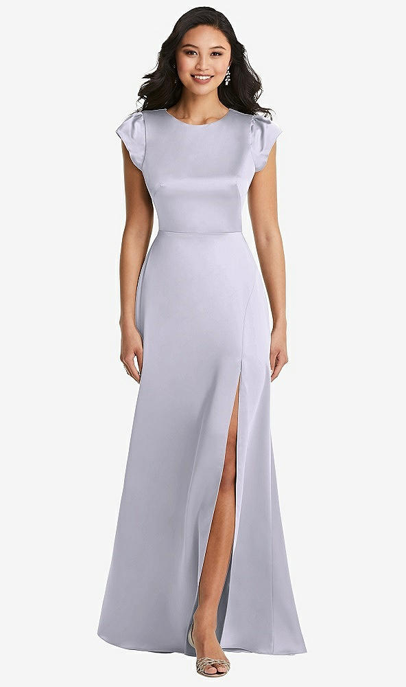 Front View - Silver Dove Shirred Cap Sleeve Maxi Dress with Keyhole Cutout Back